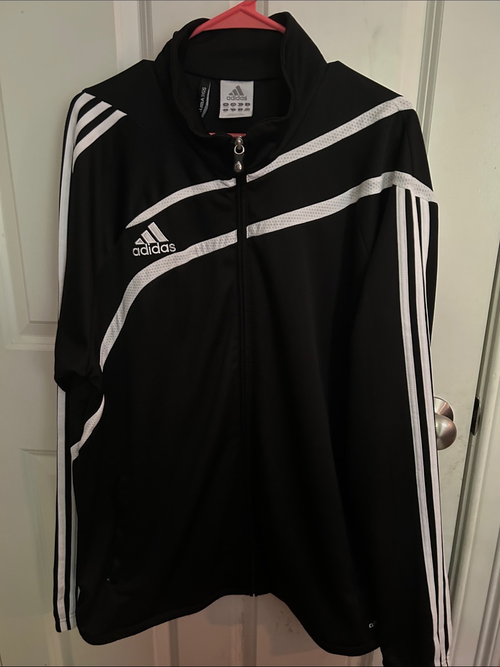 adidas Black Performance Track Jacket with White Stripes